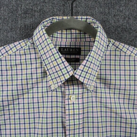 Ralph Lauren Shirt Mens L Blue Yellow Windowpane Plaid Button Down Stretch LRL - Picture 2 of 15